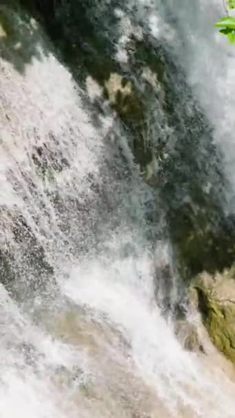 Beautiful Waterfall Rainforest Slow Motion Lusno Falls Cebu Philippines — Stock Video