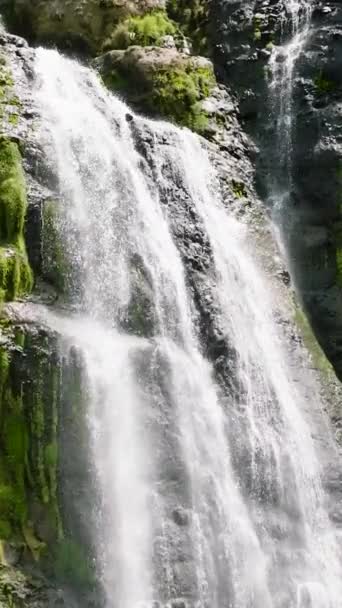 Waterfall Mountain Gorge Slow Motion Balea Falls Jungle Negros Philippines — Stock Video