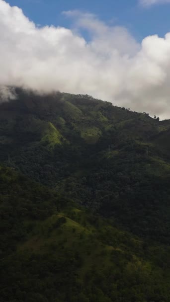 산비탈의 꼭대기에는 과밀림 이펼쳐져 있습니다 스리랑카 — 비디오