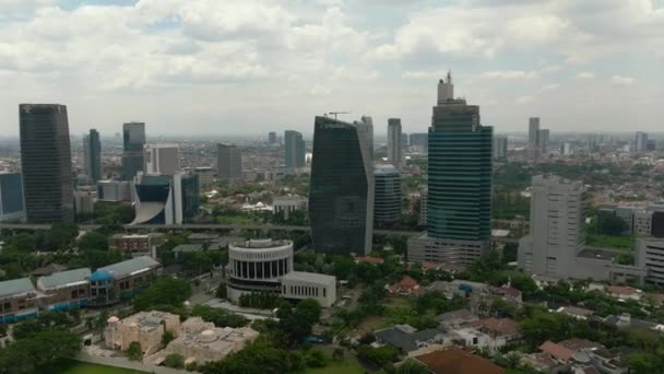 Jakarta Indonézia Október 2022 Légi Drón Irodaházak Felhőkarcolók Jakarta Belvárosában — Stock videók