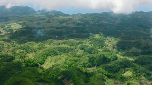 Terreno Agrícola Entre Montañas Colinas Campo Isla Cebú Filipinas — Vídeo de stock