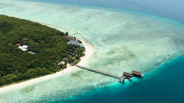 Aerial View Beautiful Sandy Beach Pom Pom Islet Tropics Tun — 비디오