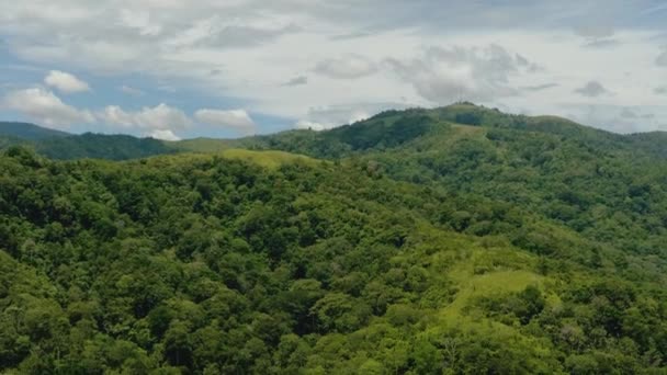 熱帯雨林や雲と山の空中ドローン インドネシアのスマトラ島 — ストック動画