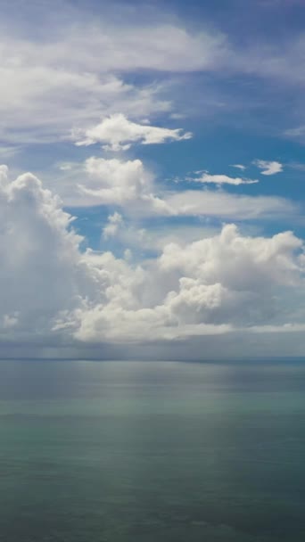 Tropical Blue Sea Blue Sky Clouds Seascape Aerial View Flight — Stock Video
