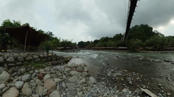 Sumatra Indonésie Září 2022 Pohled Říční Městečko Bukit Lawang Před — Stock video