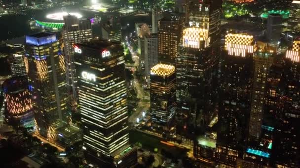 Вид Повітря Нічний Центр Джакарти Висотними Будівлями — стокове відео