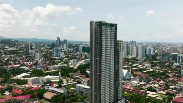 Panorama Van Cebu Stad Met Wolkenkrabbers Moderne Gebouwen Filippijnen — Stockvideo
