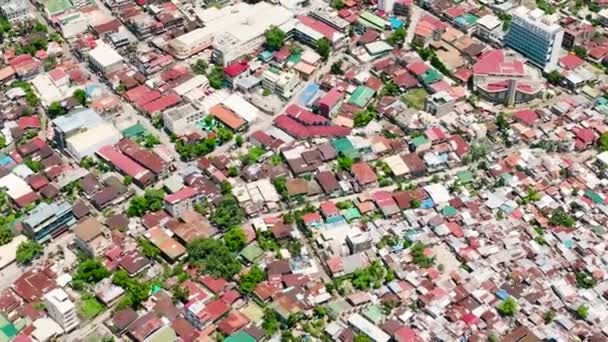 Luchtfoto Van Straten Woonwijken Van Cebu City Stadsgezicht Filippijnen — Stockvideo