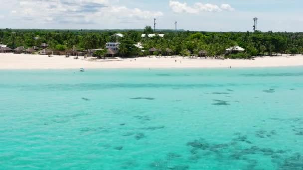 Praia Tropical Bonita Mar Azul Ilha Bantayan Filipinas — Vídeo de Stock
