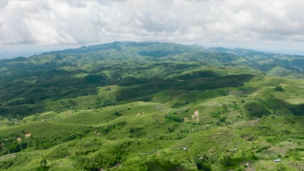 Dron Aéreo Tierra Agrícola Entre Montañas Colinas Campo Isla Cebú — Vídeo de stock