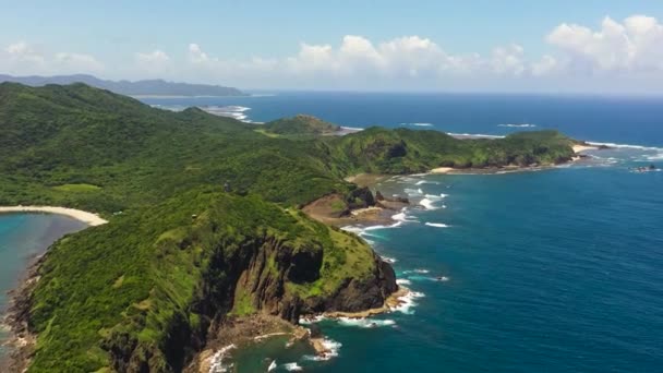 Vista Aerea Dell Isola Tropicale Con Giungla Mare Blu Capo — Video Stock