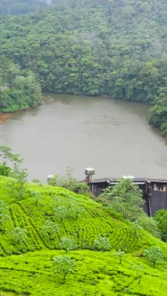 Water Dam Reservoir Lake Generating Hydro Electricity Power Renewable Energy — Stock Video