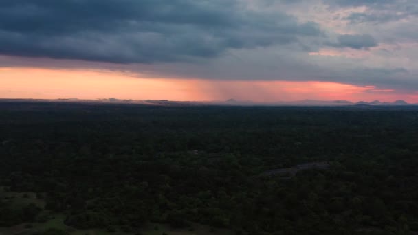 Aerial Drone Sunset Jungle Background Mountains National Park Sri Lanka — Vídeo de Stock