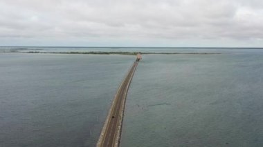 Top view of Sangupiddy Bridge is a road bridge across Jaffna Lagoon in northern Sri Lanka.
