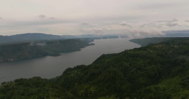 Samosir Adası Nın Sumatra Daki Toba Gölü Nün Insansız Hava — Stok video