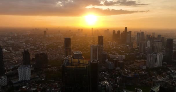 Τζακάρτα Σύγχρονα Κτίρια Στο Ηλιοβασίλεμα Θέα Από Ψηλά Αστικό Τοπίο — Αρχείο Βίντεο