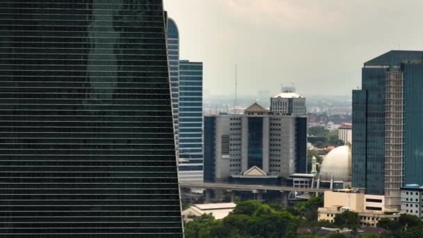 Πόλη Της Τζακάρτα Ουρανοξύστες Και Κατοικημένες Περιοχές Ινδονησία — Αρχείο Βίντεο