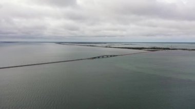 Top view of Sangupiddy Bridge is a road bridge across Jaffna Lagoon in northern Sri Lanka.