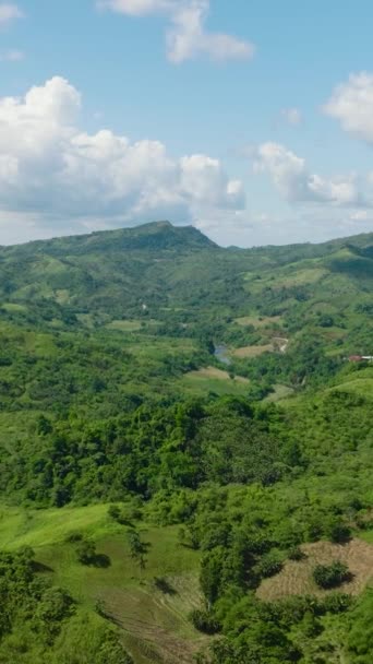 Luchtfoto Drone Van Tropisch Landschap Met Bergen Heuvels Filippijnen — Stockvideo