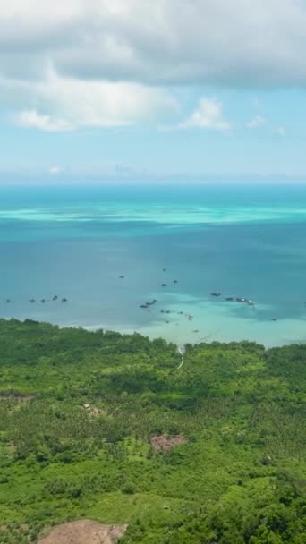 Vista Aérea Costa Ilha Balabac Mar Azul Palawan Filipinas — Vídeo de Stock