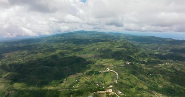 Vista Aérea Tierra Agrícola Entre Montañas Colinas Campo Isla Cebú — Vídeo de stock