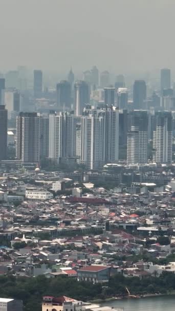 Kontorsbyggnader Och Skyskrapor Jakarta Centrum Indonesien Vertikal Video — Stockvideo