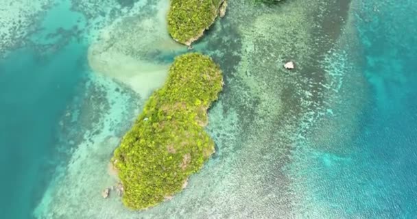 초호에 청록색 섬들을 공중에서 수있었다 니그로 필리핀 — 비디오