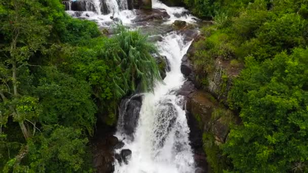 热带高山丛林中的瀑布 斯里兰卡弗农瀑布山 — 图库视频影像