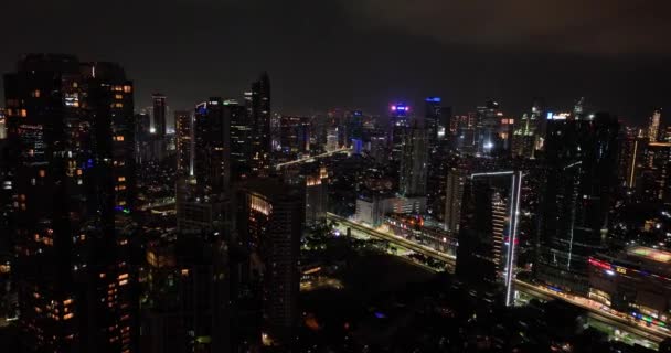 Вид Зверху Джакарта Столиця Індонезії Вночі — стокове відео