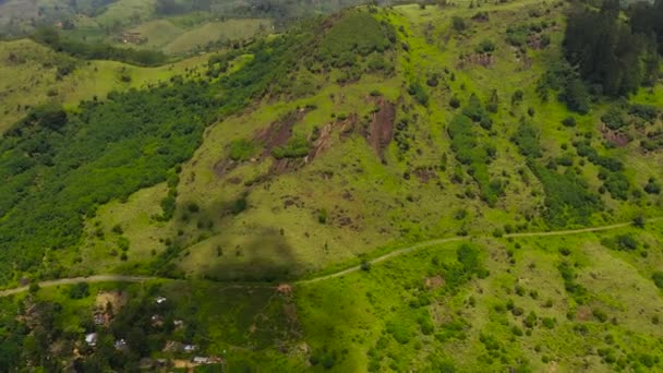 Groene Heuvels Met Theeplantages Een Bergachtig Gebied Tegen Een Achtergrond — Stockvideo