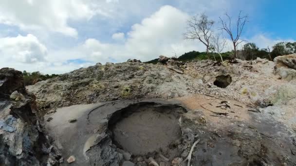 Lera Geotermiska Källor Och Vulkanisk Aktivitet Fumaroler Island Indonesien — Stockvideo