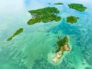 Group of islands and blue sea view from above. Bantayan, Philippines. clipart