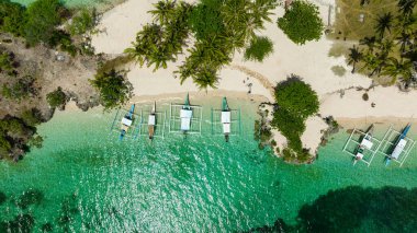 A tropical island and a beautiful beach. Balidbid Lagoon, Bantayan island, Philippines. clipart