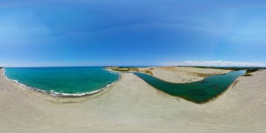 Beautiful sea landscape beach with turquoise water. Ilocos Norte, Philippines. VR 360. clipart