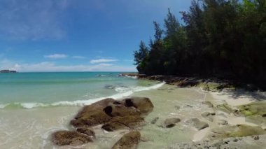 Tropical landscape with a beautiful beach. Borneo, Malaysia. Kalampunian Beach.
