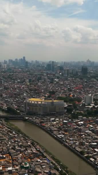 Flygfoto Över Panorama Över Jakarta Stad Indonesien Vertikal Video — Stockvideo