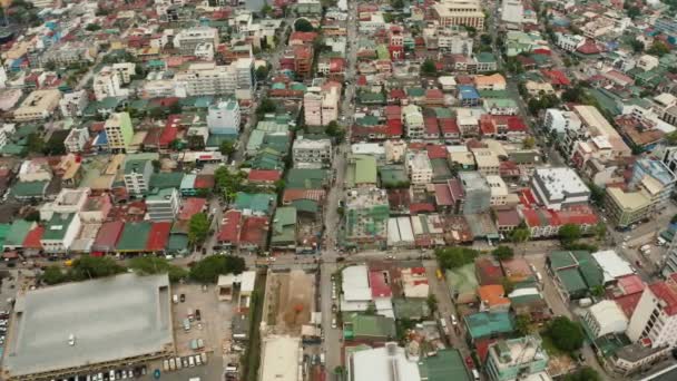 Calles Casas Con Edificios Densos Ciudad Manila Filipinas Vista Aérea — Vídeos de Stock
