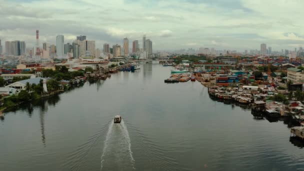 Poblada Ciudad Manila Capital Filipinas Con Rascacielos Calles Edificios Concepto — Vídeos de Stock