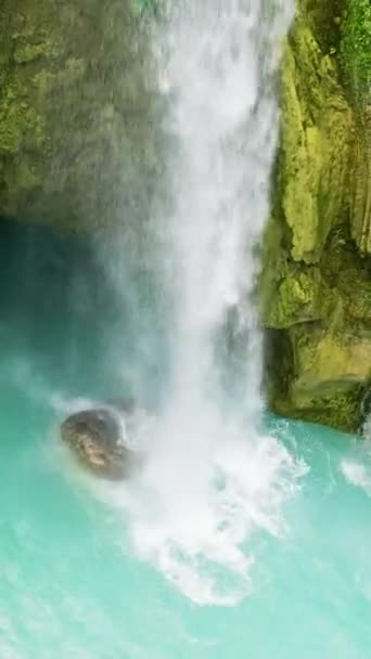 熱帯雨林の美しい滝 熱帯の山のジャングルの中でInambakan滝 フィリピンのセブ — ストック動画