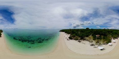Tropical landscape with a beautiful beach top view. Bantayan island, Philippines. VR 360. clipart