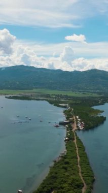 Top view from the sea on the coast of the island of Negros. Philippines.
