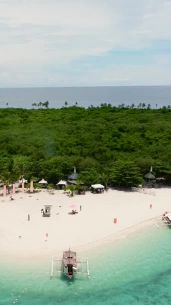 Piaszczysta Plaża Tropikalnej Wyspie Palmami Wyspa Dziewicza Filipiny — Wideo stockowe