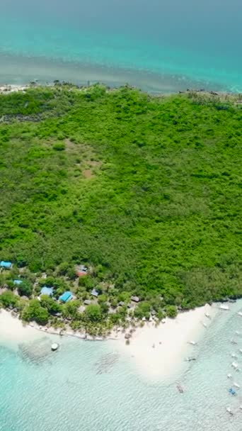 Vista Superior Ilha Tropical Com Uma Praia Mar Aberto Virgin — Vídeo de Stock
