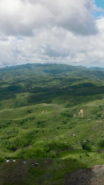 Vista Superior Tierra Agrícola Entre Montañas Colinas Campo Isla Cebú — Vídeo de stock