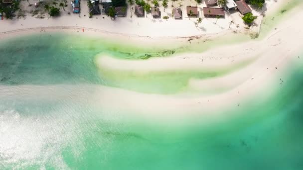 Vista Aérea Praia Tropical Com Palmeiras Ilha Bantayan Filipinas — Vídeo de Stock