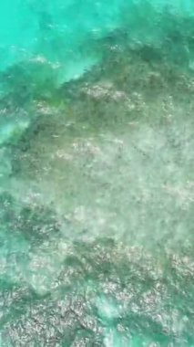 Mercan resifli lagündeki deniz suyu yüzeyinin en üst görüntüsü. Balabac, Palawan. Filipinler.