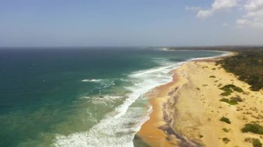 Tropik bir sahil ve mavi bir okyanus. Fıstık Çiftliği Plajı. Sri Lanka.