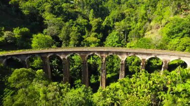 Aerial view of Ella nine arch bridge sri lanka most famous tourist attraction.