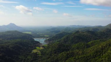 Dağlar ve orman sabah sisinde. Sri Lanka.