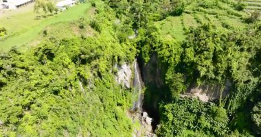 Tropik dağ ormanlarında şelale. Zenciler, Filipinler.